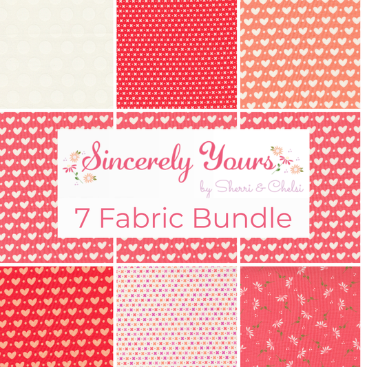 Sincerely Yours Curated Bundle (7 fabrics) by Sherri and Chelsi for Moda Fabrics, Curated Half Yard and Fat Quarter Bundles