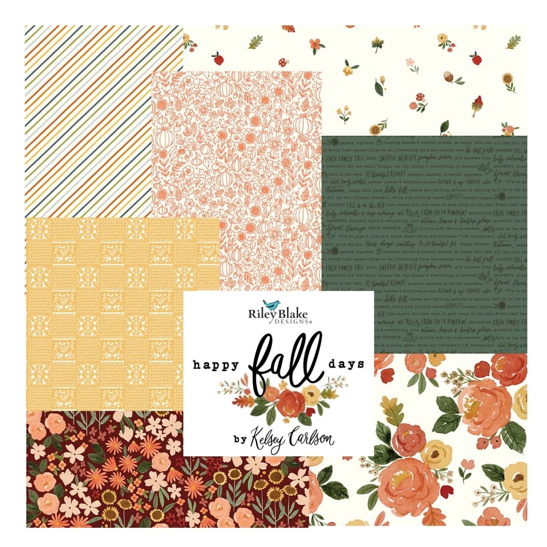 Happy Fall Days Curated Bundles by Kelsey Carlson for Riley Blake Fabrics, Half Yard and Fat Quarter Bundles (7 fabrics)