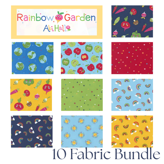 Rainbow Garden Curated Bundle (10 fabrics) by Abi Hall for Moda Fabrics, Half Yard and Fat Quarter Bundles