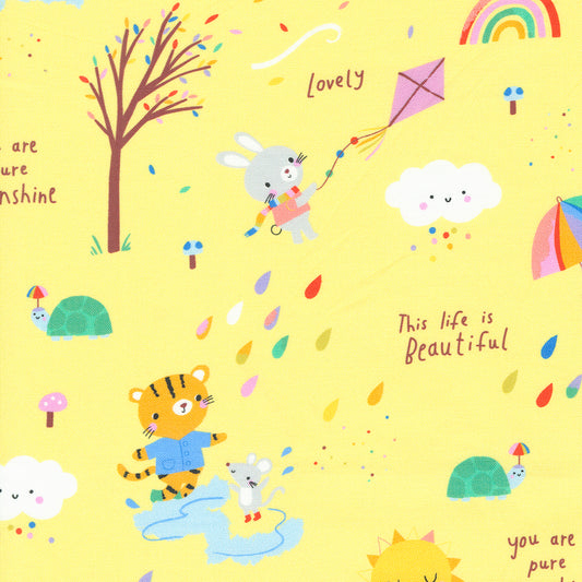 Whatever the Weather All Weather Friends Sunshine by Paper+Cloth of Moda Fabrics, 25140 18, 1/2 yard increments