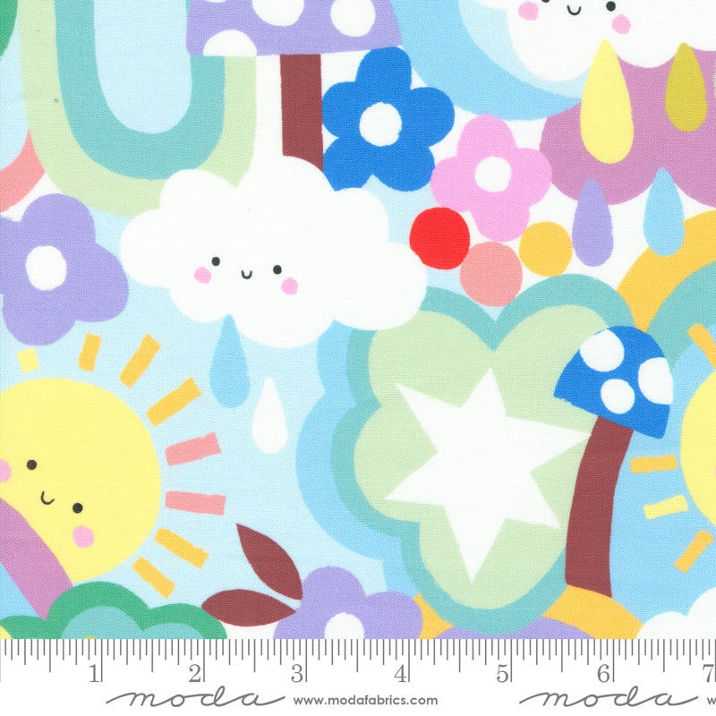 Whatever the Weather Rainbow Garden Landscape Novelty Rainbow by Paper+Cloth of Moda Fabrics, 25142 11, 1/2 yard increments