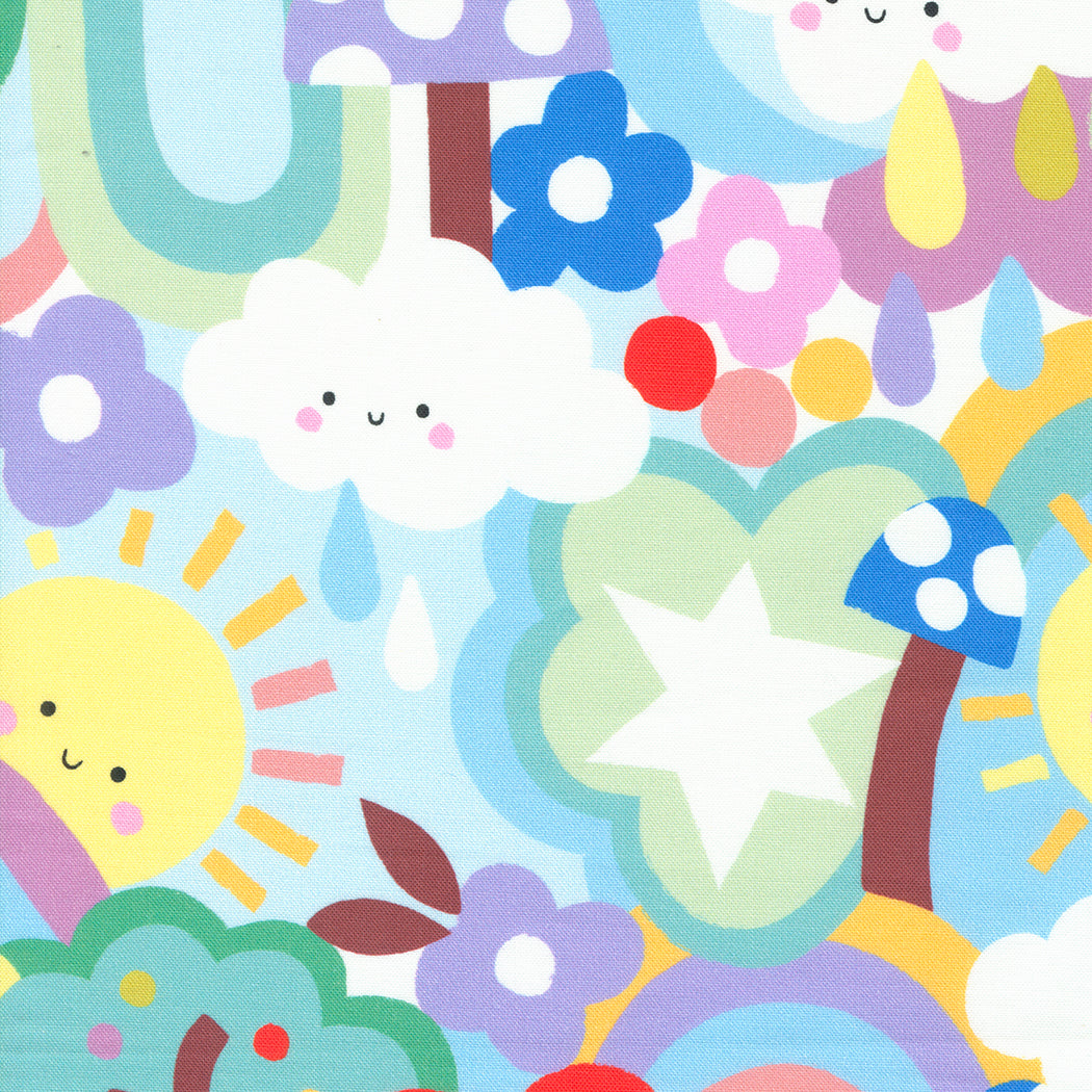 Whatever the Weather Rainbow Garden Landscape Novelty Rainbow by Paper+Cloth of Moda Fabrics, 25142 11, 1/2 yard increments