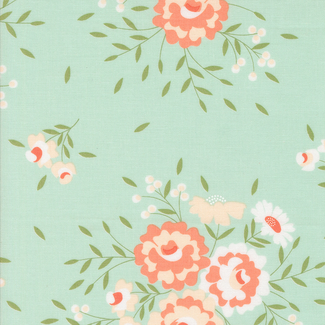 Abloom Springtime Rose Florals Robins Egg by Corey Yoder of Moda Fabrics, 29210 18, 1/2 yard increments