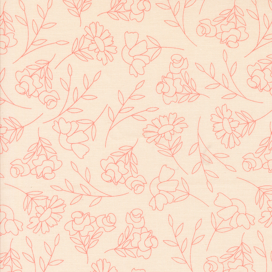 Abloom Spring Sketch Florals Pale Pink by Corey Yoder of Moda Fabrics, 29211 14, 1/2 yard increments