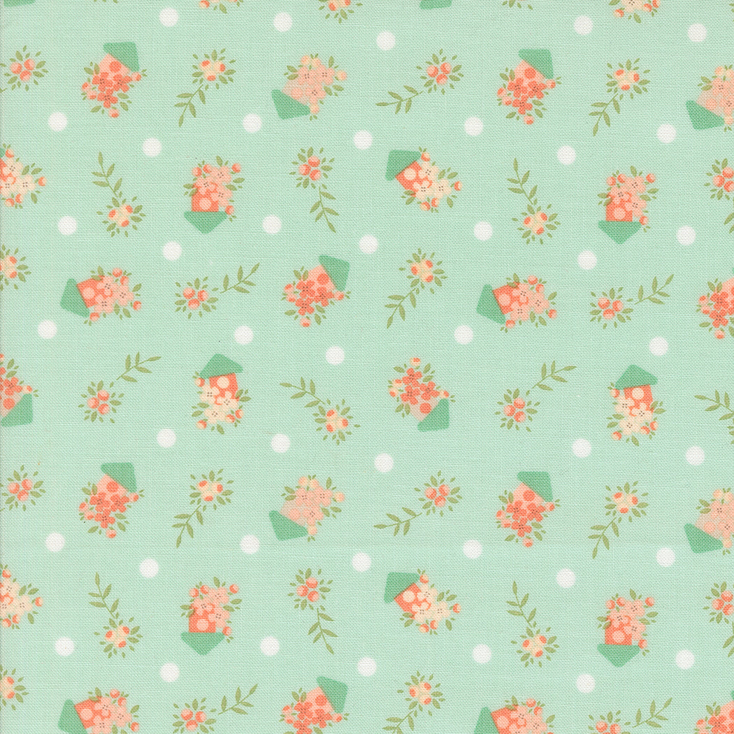 Abloom Birdhouses Novelty Houses Floral Robins Egg by Corey Yoder of Moda Fabrics, 29213 18, 1/2 yard increments