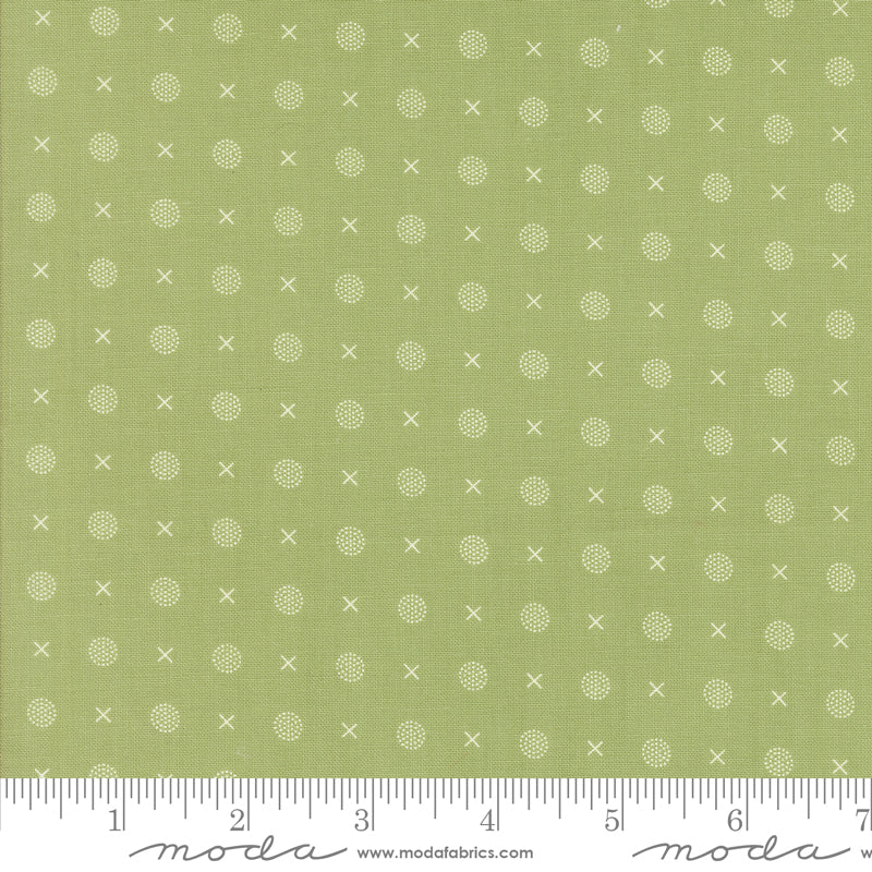 Abloom X O Dots Cucumber by Corey Yoder of Moda Fabrics, 29215 27, 1/2 yard increments