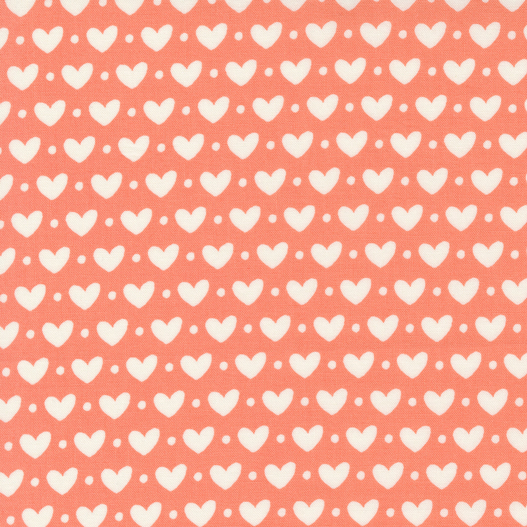 Sincerely Yours Candy Hearts Coral by Sherri and Chelsi for Moda Fabrics, 37610 15, 1/2 yard increments