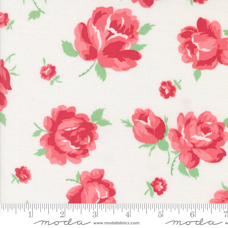 Summertime Rosie Florals Cream by Camille Roskelley of Moda Fabrics 55320 11, 1/2 yard increments