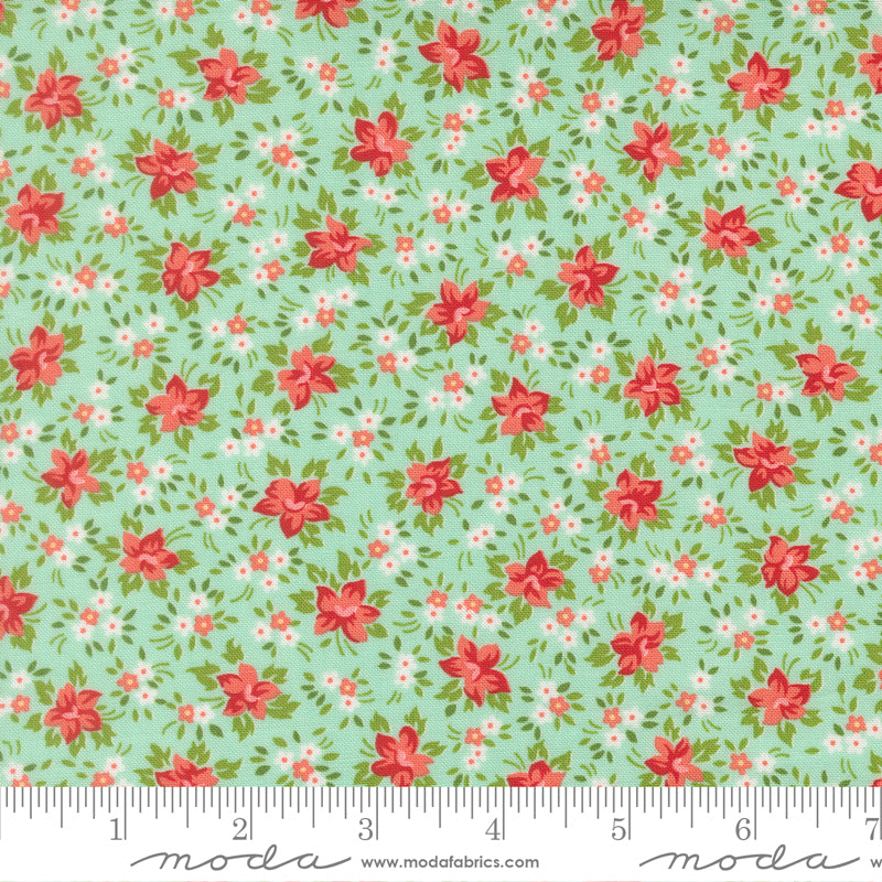 Bloomsberry Marylebone Aqua by Camille Roskelley of Moda Fabrics 55353 13, 1/2 yard increments