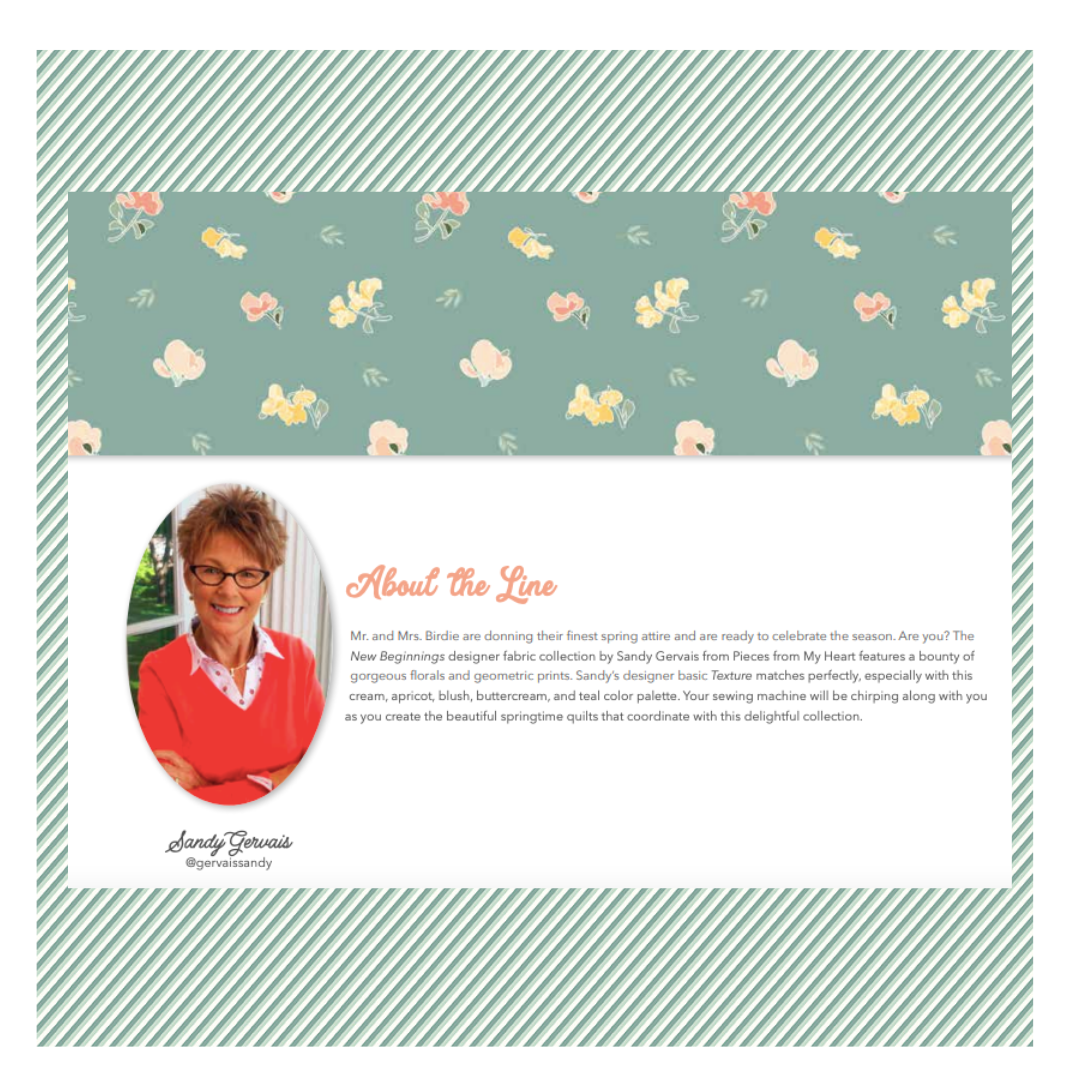 New Beginnings by Sandy Gervais Curated Fat Quarter and Half Yard Bundles (7 fabrics) by Riley Blake Designs