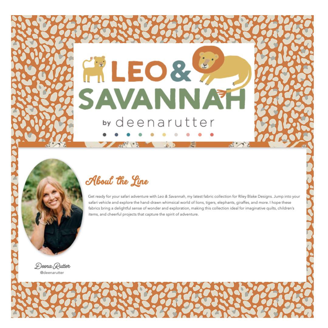 Leo & Savannah for Riley Blake Fabrics, Curated 7 Fabric Half Yard and Fat Quarter Bundles