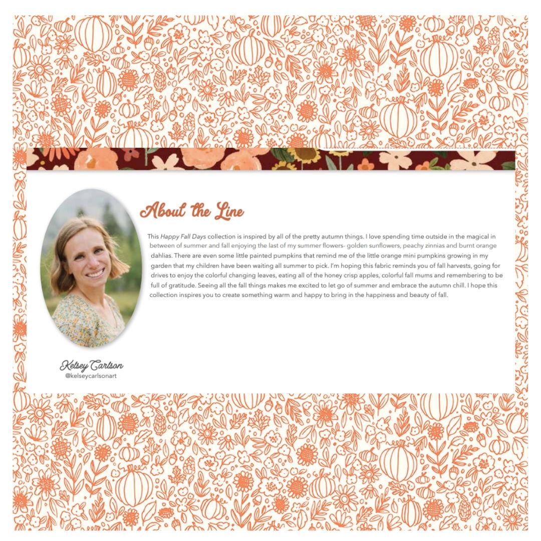 Happy Fall Days Curated Bundles by Kelsey Carlson for Riley Blake Fabrics, Half Yard and Fat Quarter Bundles (7 fabrics)