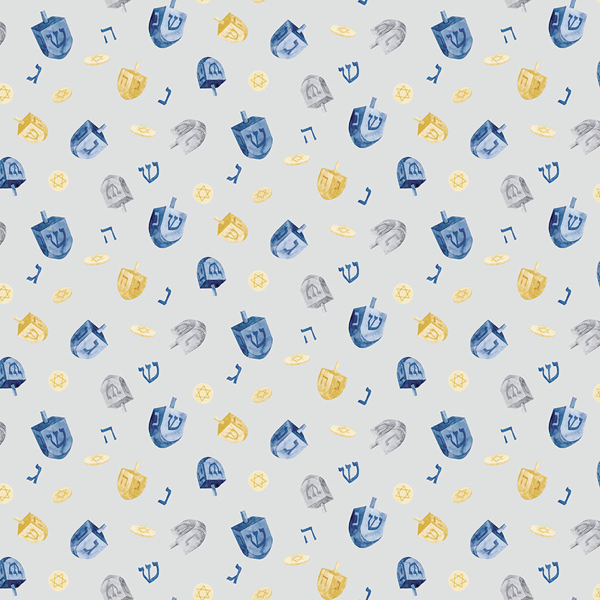 Hanukkah Nights Dreidels Gray for Riley Blake Fabrics C13431-GRAY
