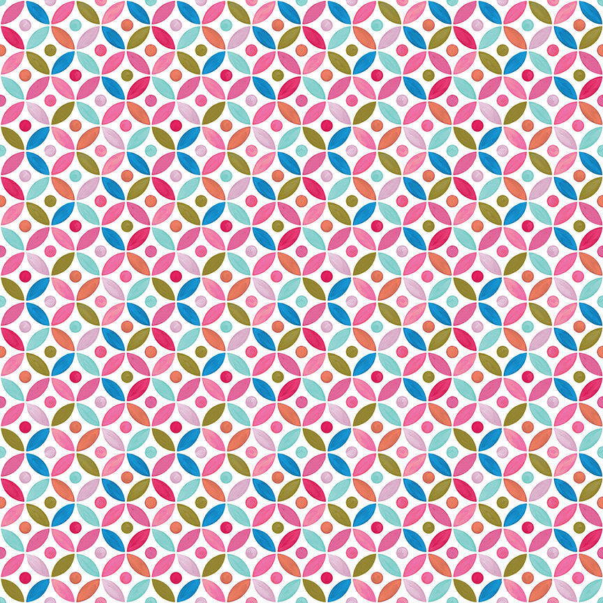 Poppies & Plumes Circles White for Riley Blake Fabrics C14295-WHITE