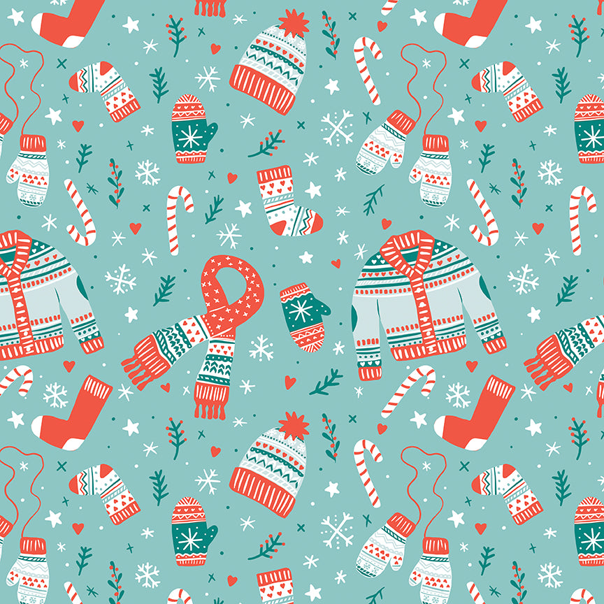 Ski Hill Main Aqua by Corinne Wells for Riley Blake Designs C14770-AQUA, 1/2 yard increments