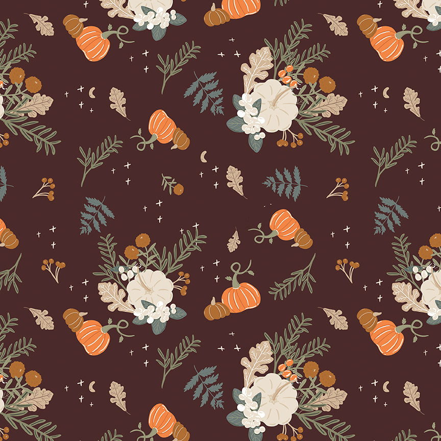 Pumpkin Spice Main Espresso by Simple Simon & Company for Riley Blake Fabrics C14990-ESPRESSO, 1/2 yard increments