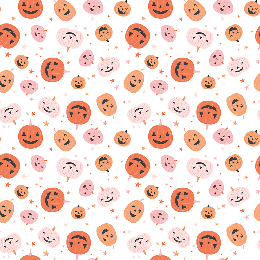 Hey Pumpkin Pumpkins White by My Mind's Eye for Riley Blake Fabrics C16031-WHITE, 1/2 yard increments