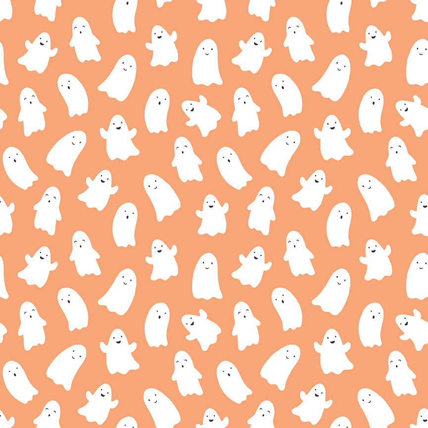 Hey Pumpkin Ghosts Pumpkin by My Mind's Eye for Riley Blake Fabrics C16032-PUMPKIN, 1/2 yard increments