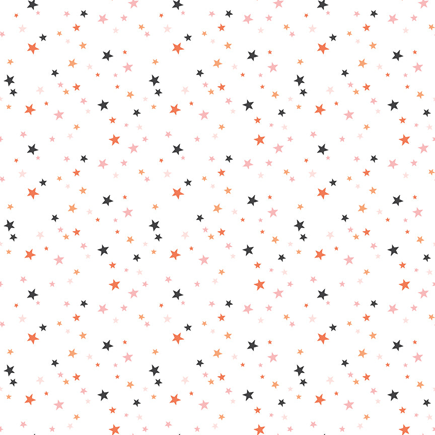 Hey Pumpkin Stars White by My Mind's Eye for Riley Blake Fabrics C16037-WHITE, 1/2 yard increments