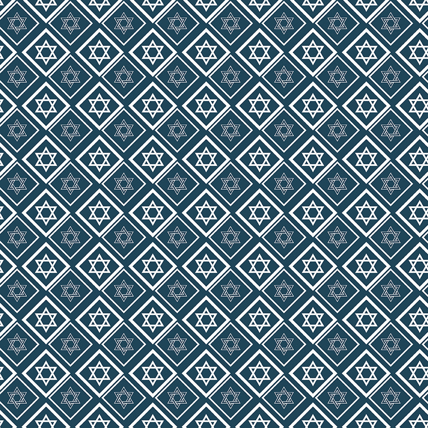 8 Nights, 8 Lights Star of David Navy C16423-NAVY, 1/2 yard increments