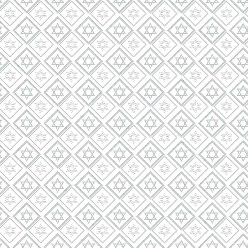 8 Nights, 8 Lights Star of David White C16423-WHITE, 1/2 yard increments