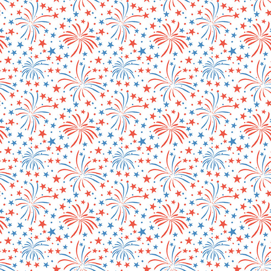 Firecracker Fireworks White by My Mind's Eye for Riley Blake Fabrics, C17201-WHITE, 1/2 yard increments