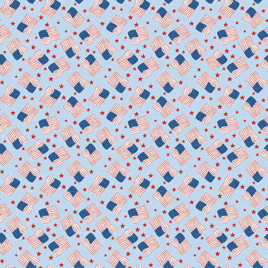 Firecracker Flags Frost by My Mind's Eye for Riley Blake Fabrics, C17203-FROST, 1/2 yard increments