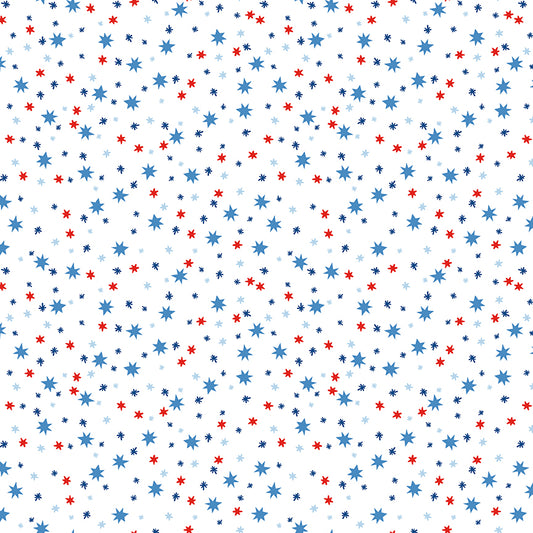 Firecracker Stars White by My Mind's Eye for Riley Blake Fabrics, C17204-WHITE, 1/2 yard increments