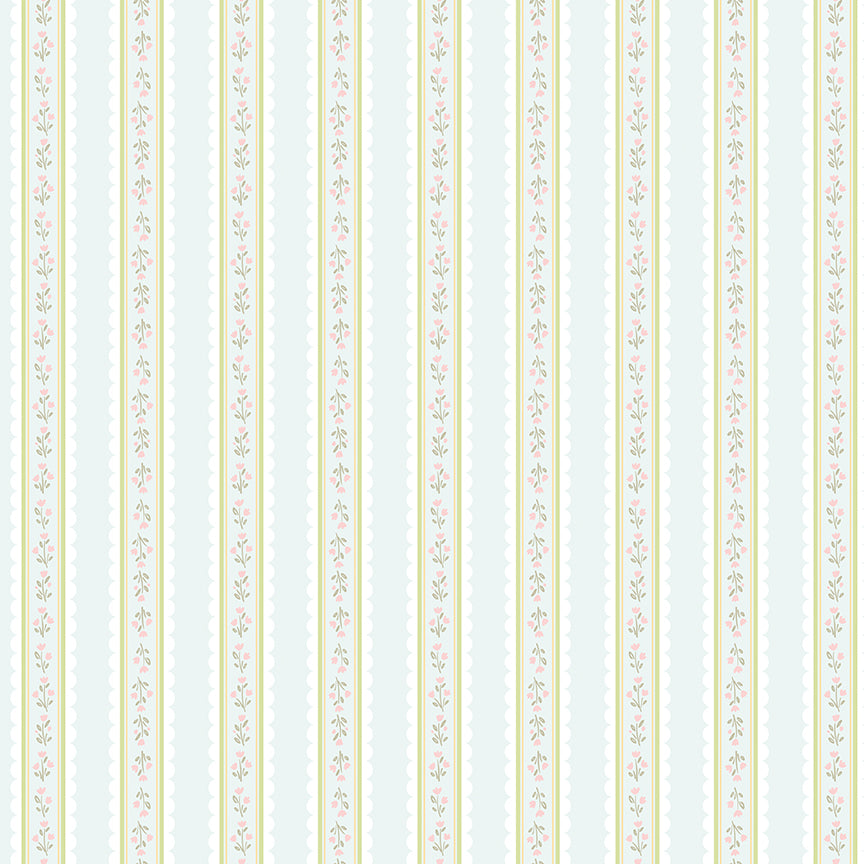 Little Posies Stripes Powder by Cayla Naylor of Riley Blake Designs C18324-POWDER, 1/2 yard increments