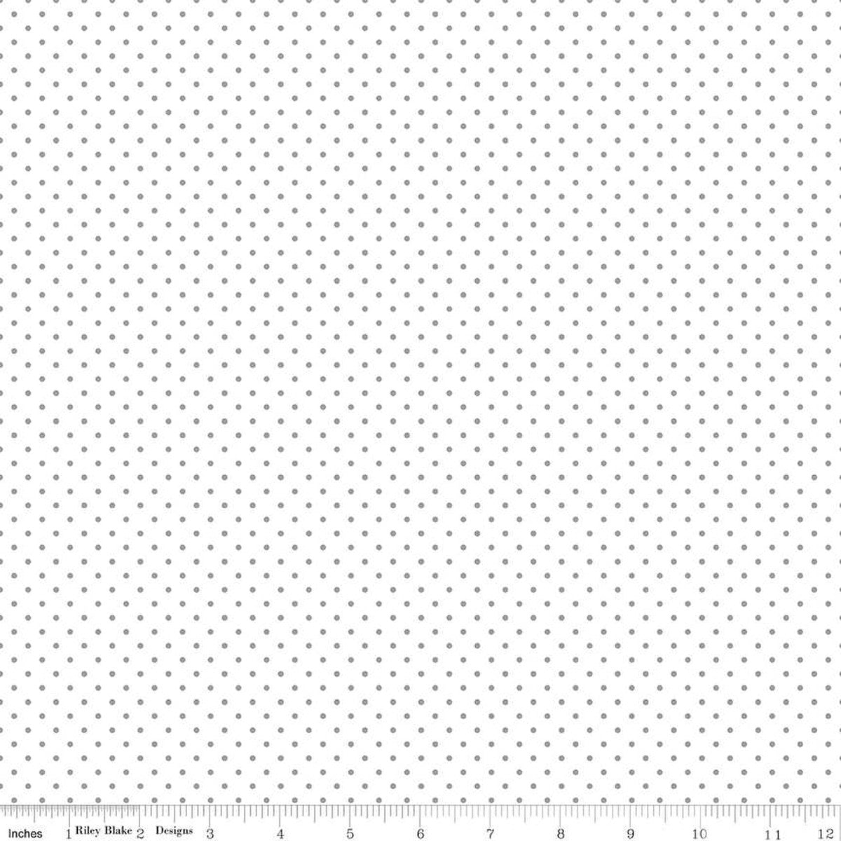 Swiss Dot On White Gray, C660-40 GRAY, 1/2 yard increments