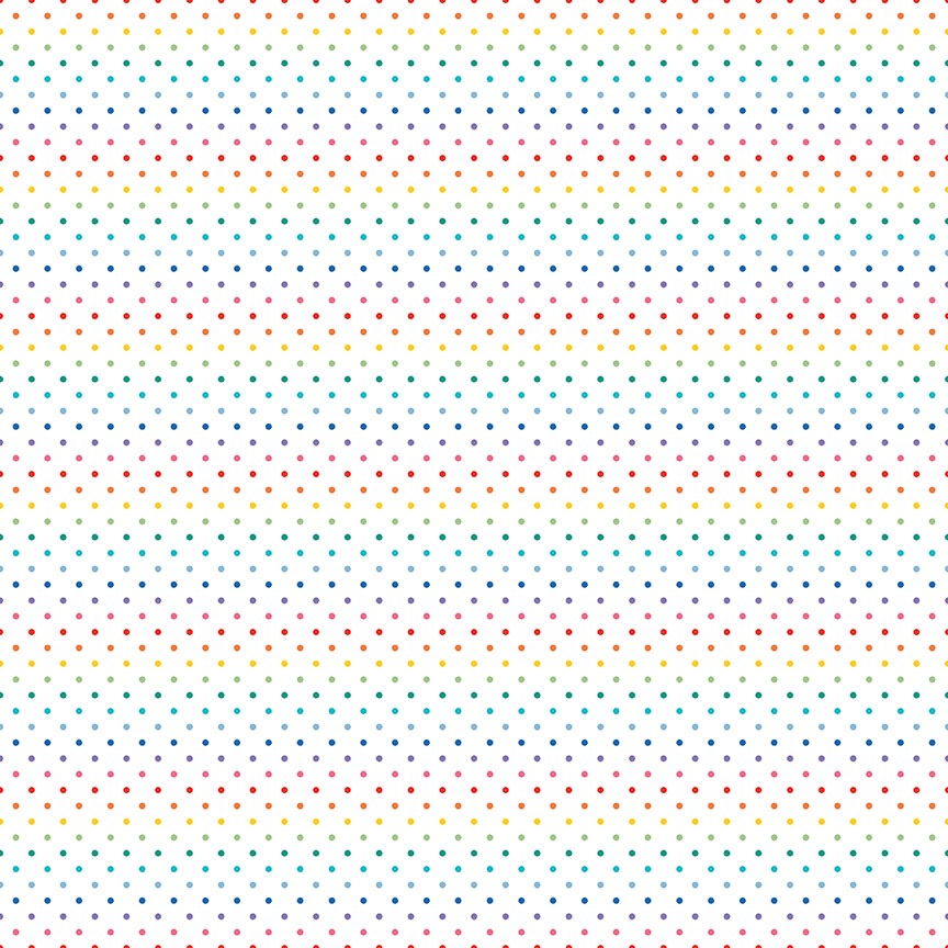 Swiss Dot on White Rainbow, C660-RAINBOW