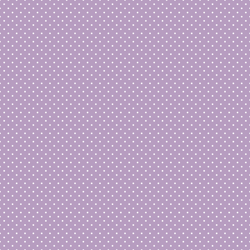 Swiss Dot White on Lavender Fabric by Riley Blake Designs, C670-LAVENDER, 1/2 yard increments