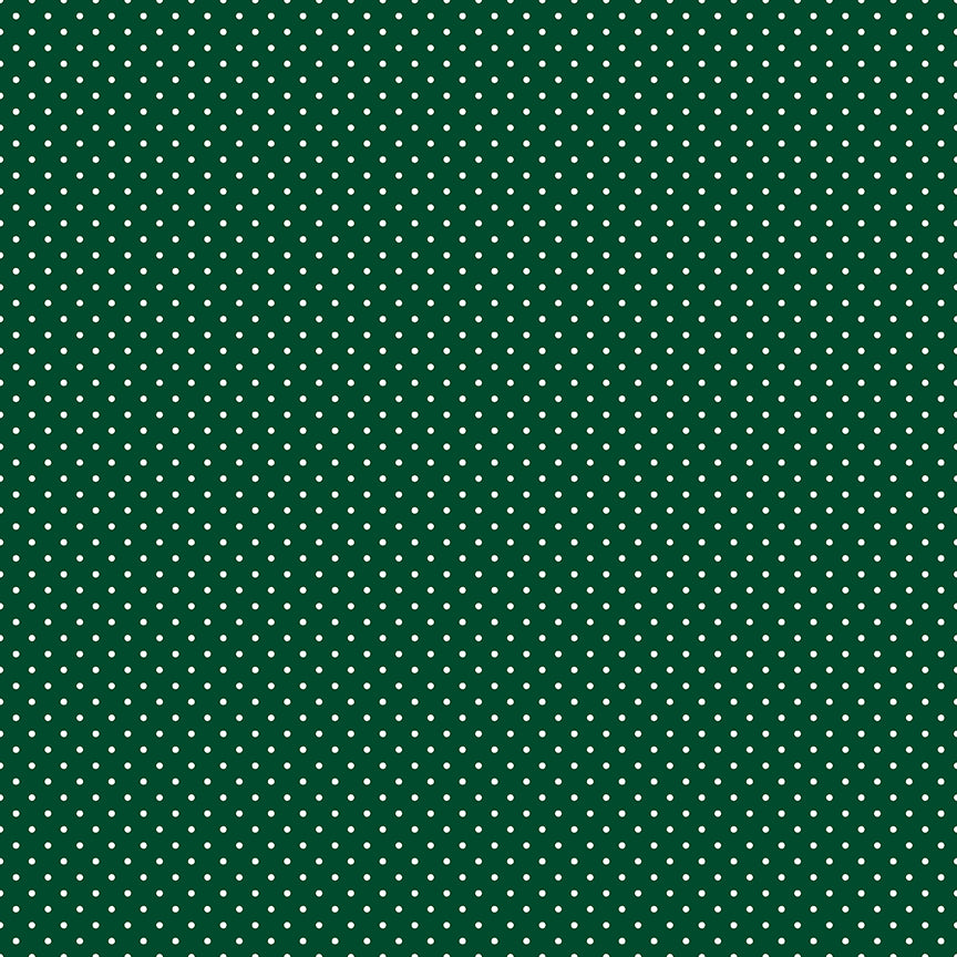 Swiss Dot White on Christmas Green Fabric by Riley Blake Designs, C670-CHRISTMAS, 1/2 yard increments