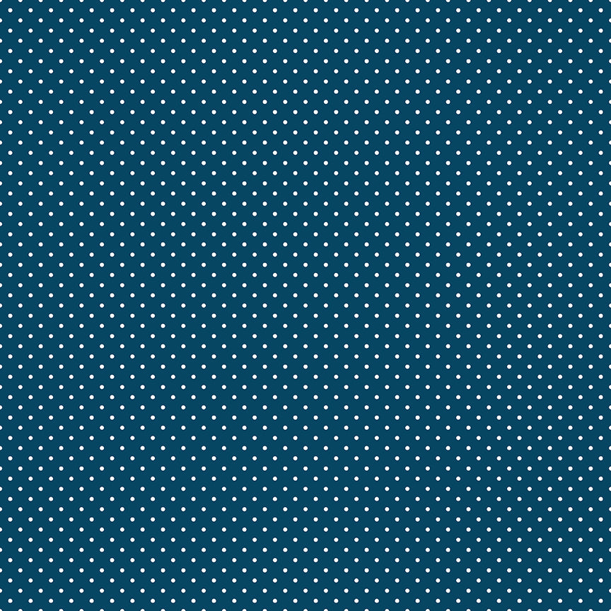 Swiss Dot White On Oxford Blue Fabric by Riley Blake Designs, C670-OXFORDBLUE, 1/2 yard increments