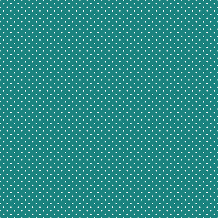 Riley Blake Fabric -White Swiss Dot On Teal C670-Teal