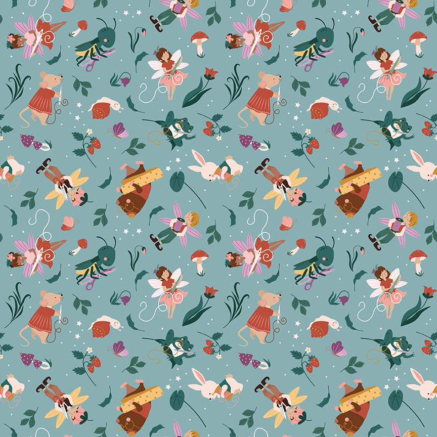 Thimbelina & the Sewing Fairies Sewing Fairies Mist by Jennifer Long for Riley Blake Fabrics CD16861-MIST, 1/2 yard increments