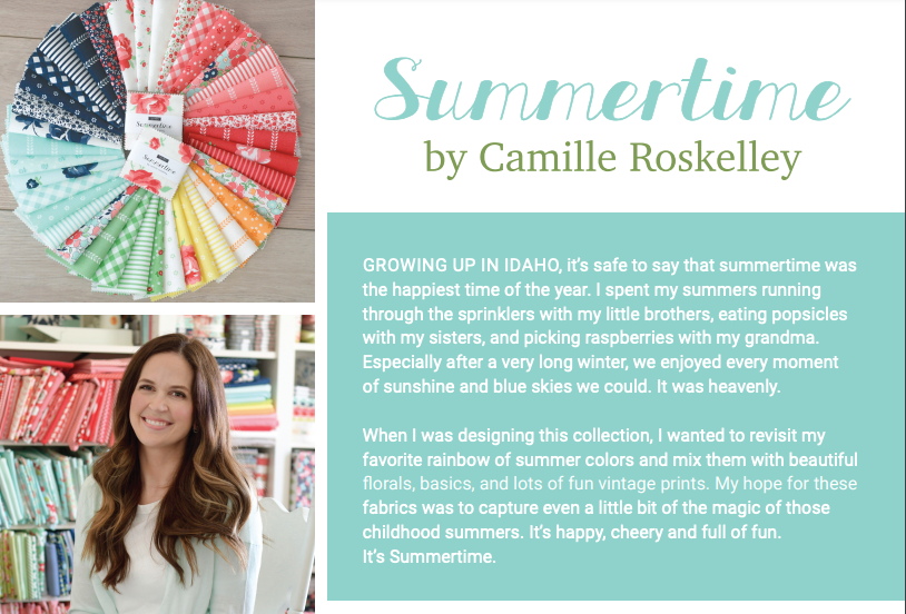 Summertime Sunshine Small Floral Aqua by Camille Roskelley of Moda Fabrics 55322 19, 1/2 yard increments