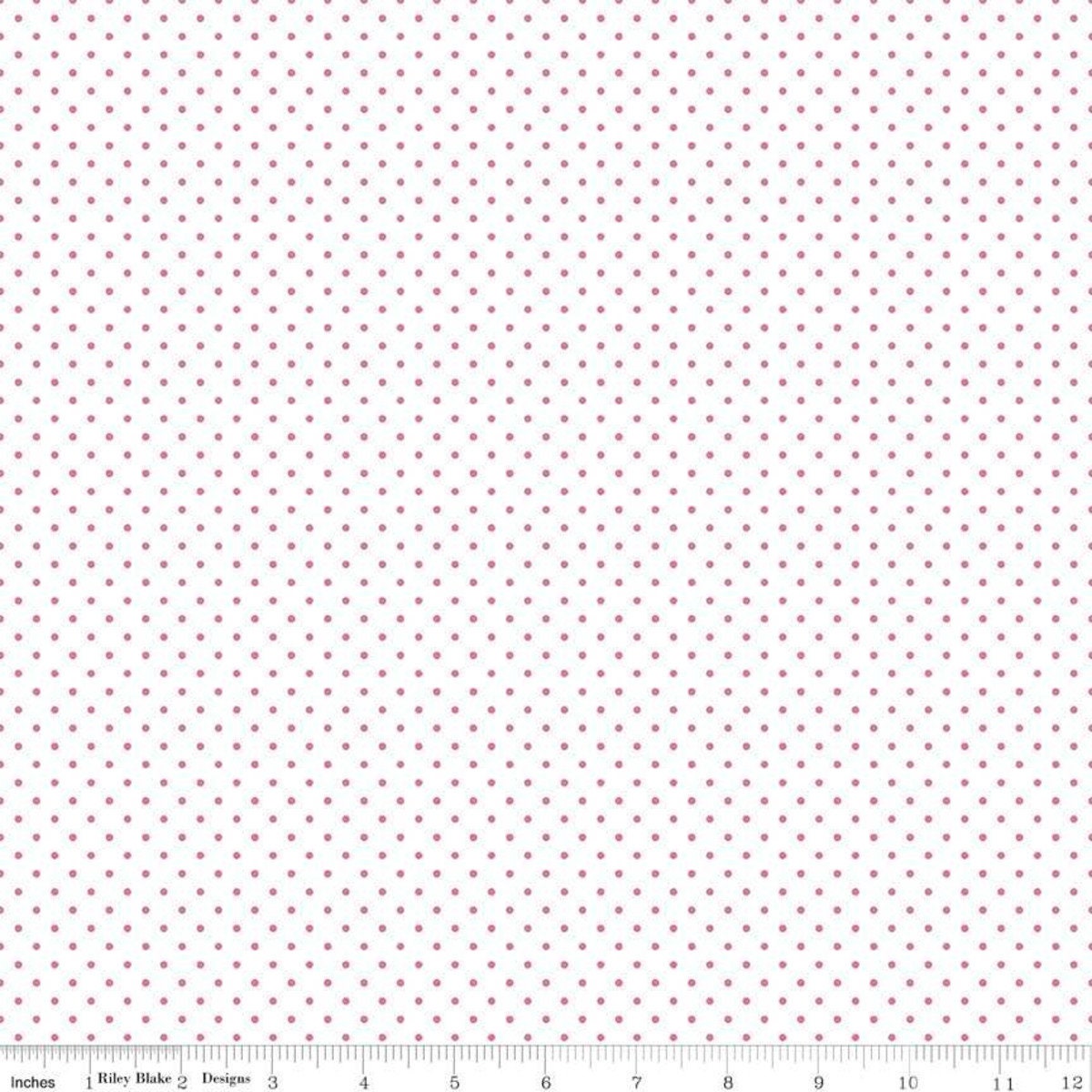 Riley Blake Fabric -Swiss Dot On White Hot Pink C660-70 HOTPINK