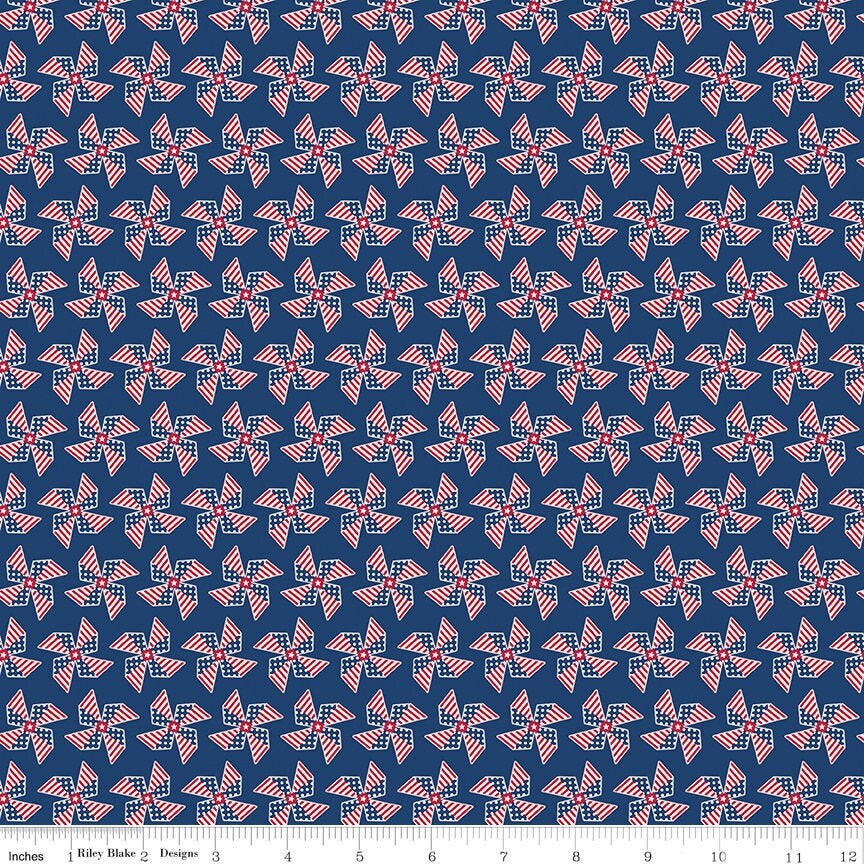 Land of Liberty Pinwheels Navy by My Mind's Eye for Riley Blake Fabrics C10565-NAVY