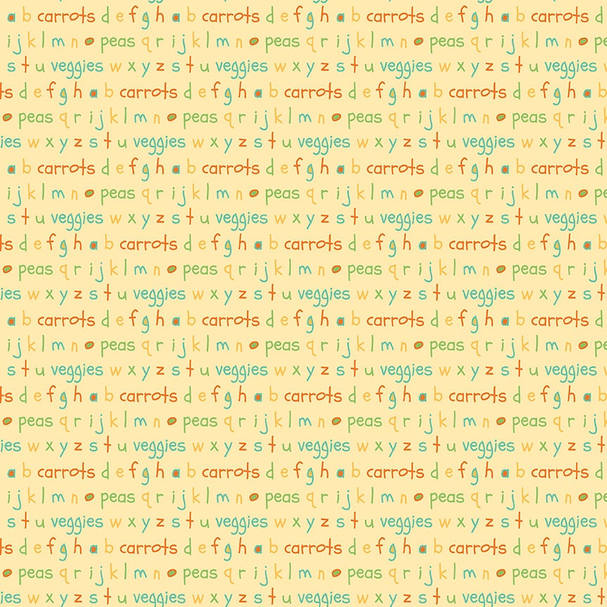 Eat Your Veggies Alphabet Yellow by Sandy Gervais for Riley Blake Fabrics C11114-YELLOW