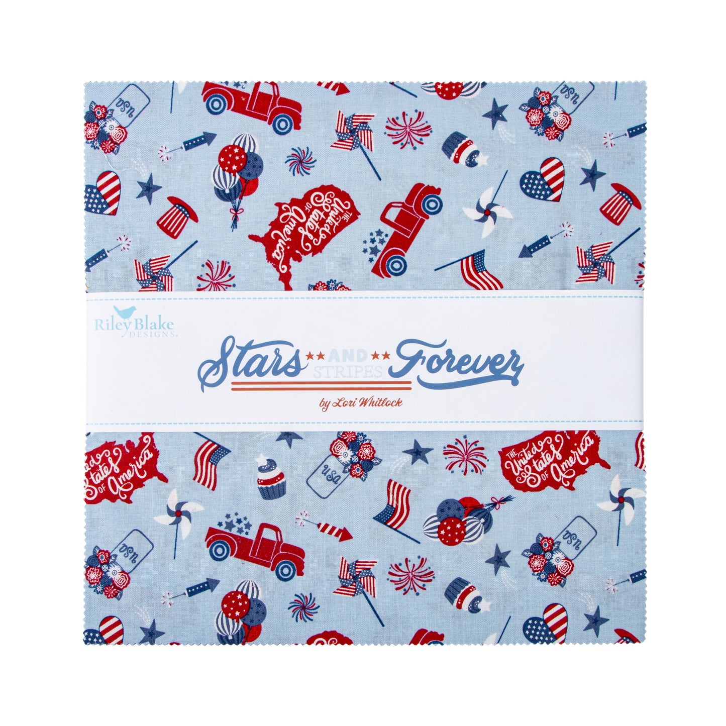 Stars and Stripes Forever Stacker (10" squares) by Lori Whitlock by Riley Blake Designs - 42 pieces 10-15710-42
