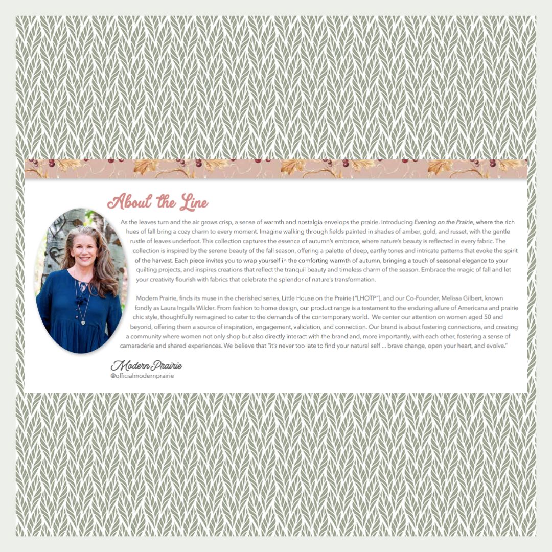 Evening on the Prairie by Melissa Gilbert for Riley Blake Designs, 9 Fabric Curated Half Yard and Fat Quarter Bundles