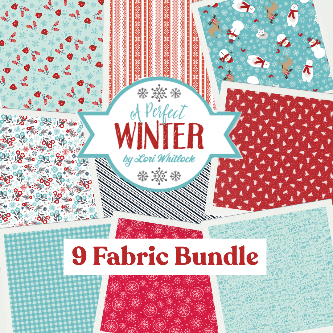A Perfect Winter Curated 9 fabric bundle, Half Yard and Fat Quarter Bundles