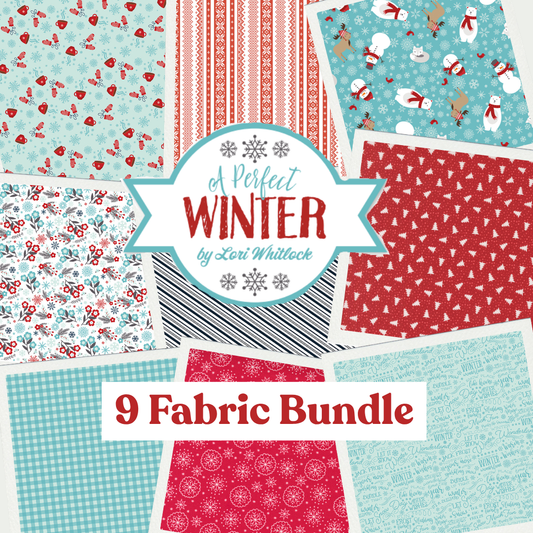 A Perfect Winter Curated 9 fabric bundle, Half Yard and Fat Quarter Bundles