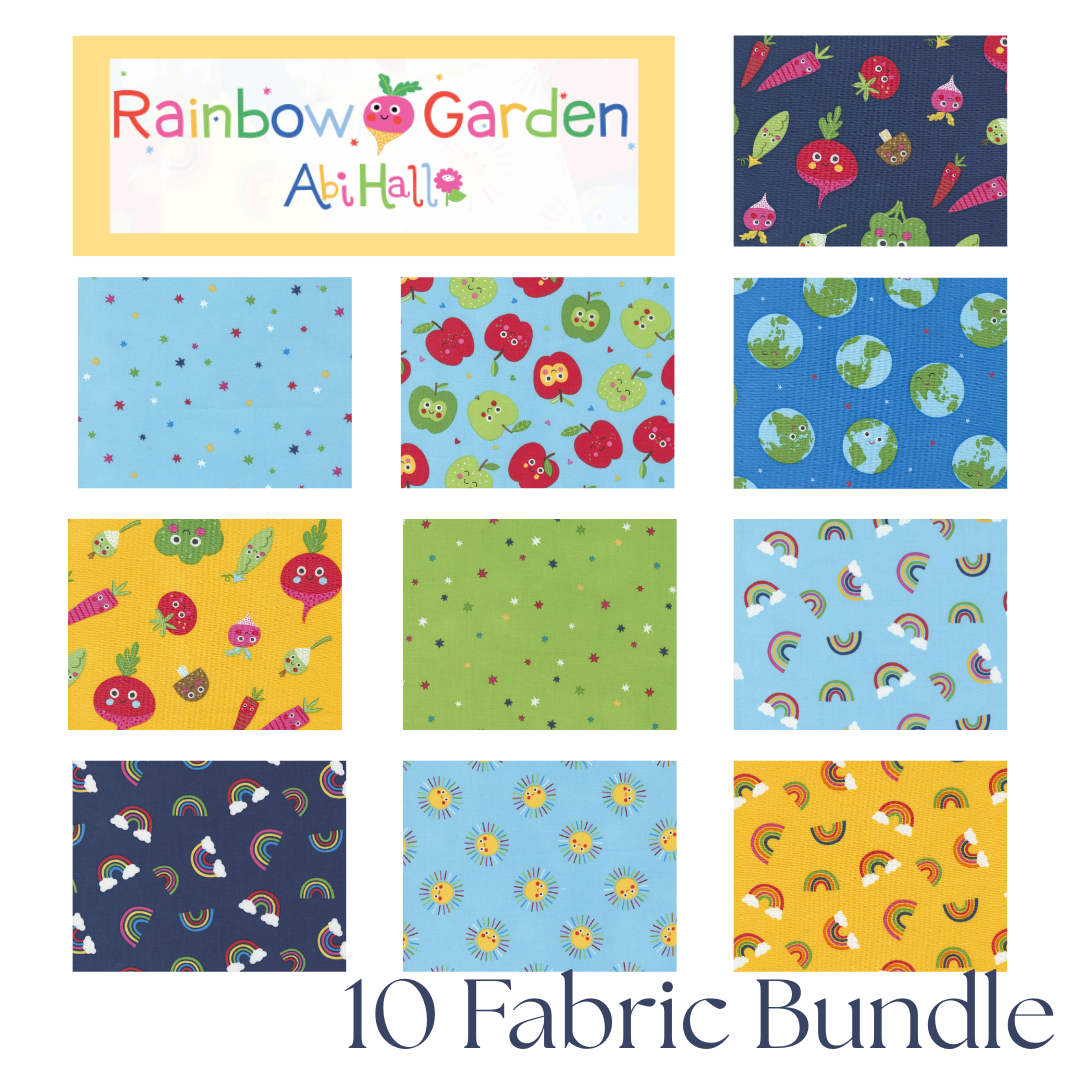 Rainbow Garden Curated Bundle (10 fabrics) by Abi Hall for Moda Fabrics, Half Yard and Fat Quarter Bundles