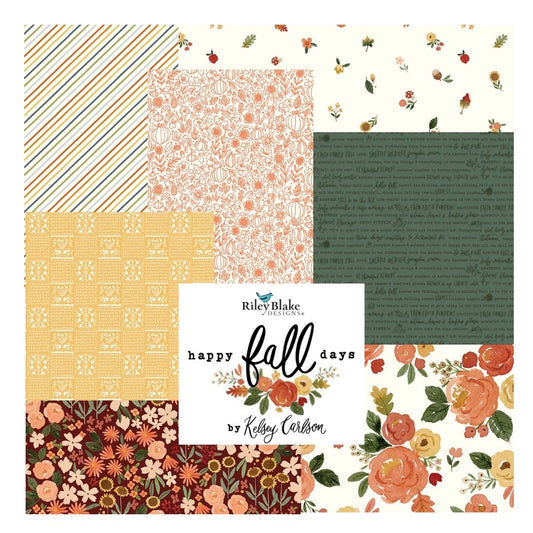 Happy Fall Days Curated (7 fabrics) Bundles by Kelsey Carlson for Riley Blake Fabrics, Half Yard and Fat Quarter Bundles