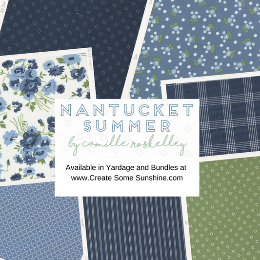 Nantucket Summer Curated Bundle (7 fabrics) by Camille Roskelley for Moda Fabrics, Fat Quarter and Half Yard Options