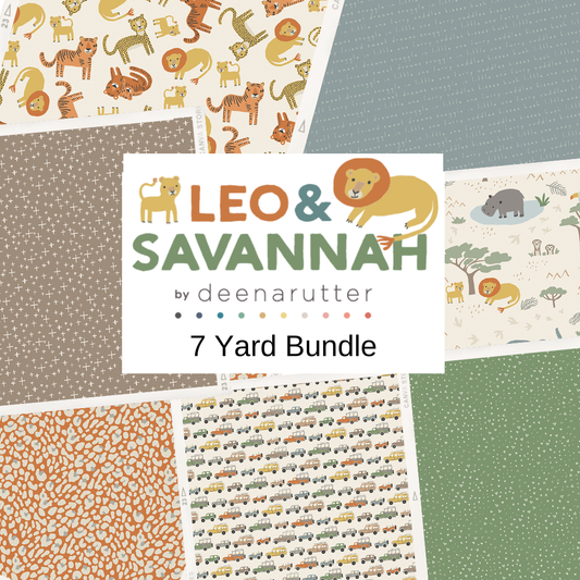 Leo & Savannah for Riley Blake Fabrics, Curated 7 Fabric Half Yard and Fat Quarter Bundles