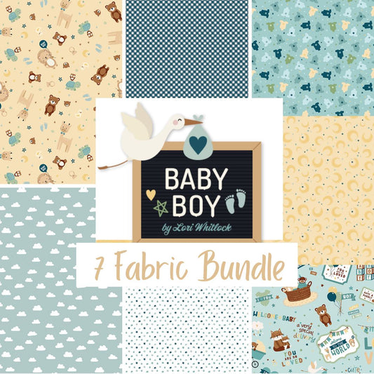 Baby Boy by Lori Whitlock for Riley Blake Fabrics, Curated 7 Fabric Half Yard and Fat Quarter Bundles