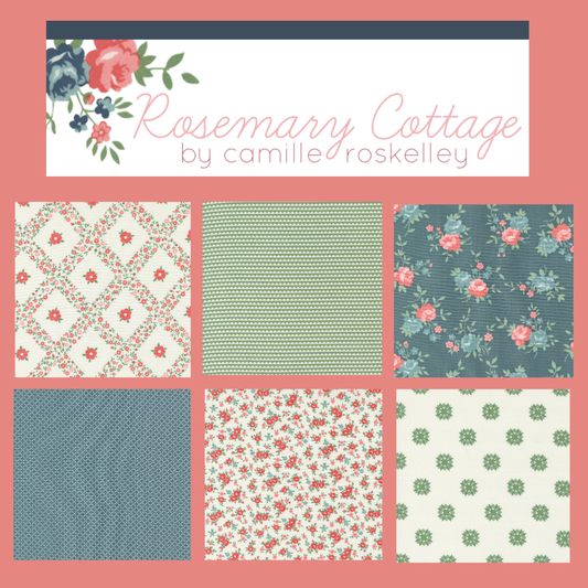 Rosemary Cottage Curated Bundle (6 fabrics) by Camille Roskelley for Moda Fabrics, Half Yard and Fat Quarter Bundles